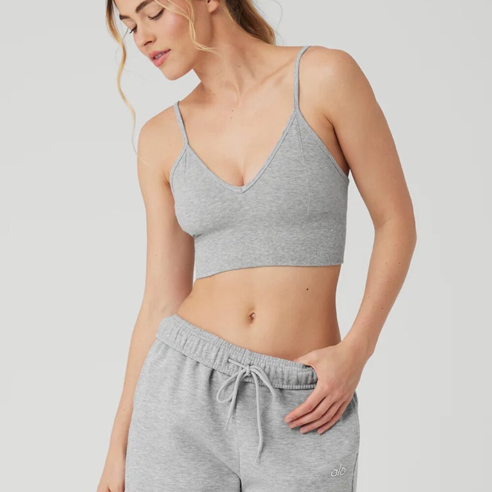 Alo Yoga Delight Bralette in Athletic Heather Grey Sz M